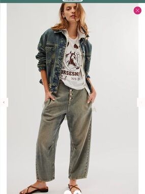 🌺 LIKE NEW FREE PEOPLE We The Free Osaka Jeans, Stable Gray, 27 boho slouch